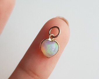カボションオパール18金チャームペンダント/ハート型オパール