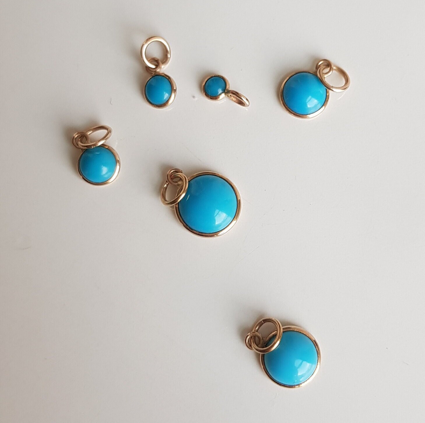 Breloque En Or 18 Carats Bleu Turquoise - Pendentif Marquise, 7.40 Carats - Neuf Avec étiquettes