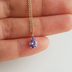 AA Tanzanite 14k solid rose gold pendant/pear shape tanzanite pendant/Minimal handmade charm/Luxury pendant/December birthstone/Gift for her