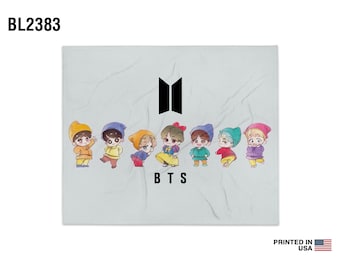 KPop Bangtan Boys BTS Army Minky/Sherpa Blanket for Outdoor/Travel/Home Printed in USA Suga Jimin Jungkook V Rm Jin Jhope