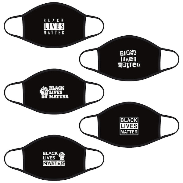 5 Pack Black Lives Matter Graphic Printed Face Masks Made in USA BLM Bandana Balaclava Unisex Adult Size