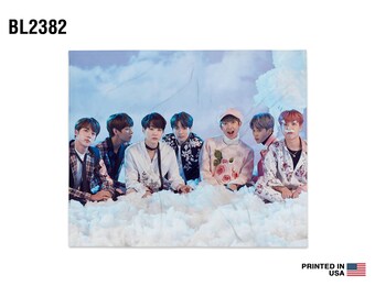 KPop Bangtan Boys BTS Army Minky/Sherpa Blanket for Outdoor/Travel/Home Printed in USA Suga Jimin Jungkook V Rm Jin Jhope