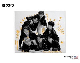 KPop Bangtan Boys BTS Army Minky/Sherpa Blanket for Outdoor/Travel/Home Printed in USA Suga Jimin Jungkook V Rm Jin Jhope
