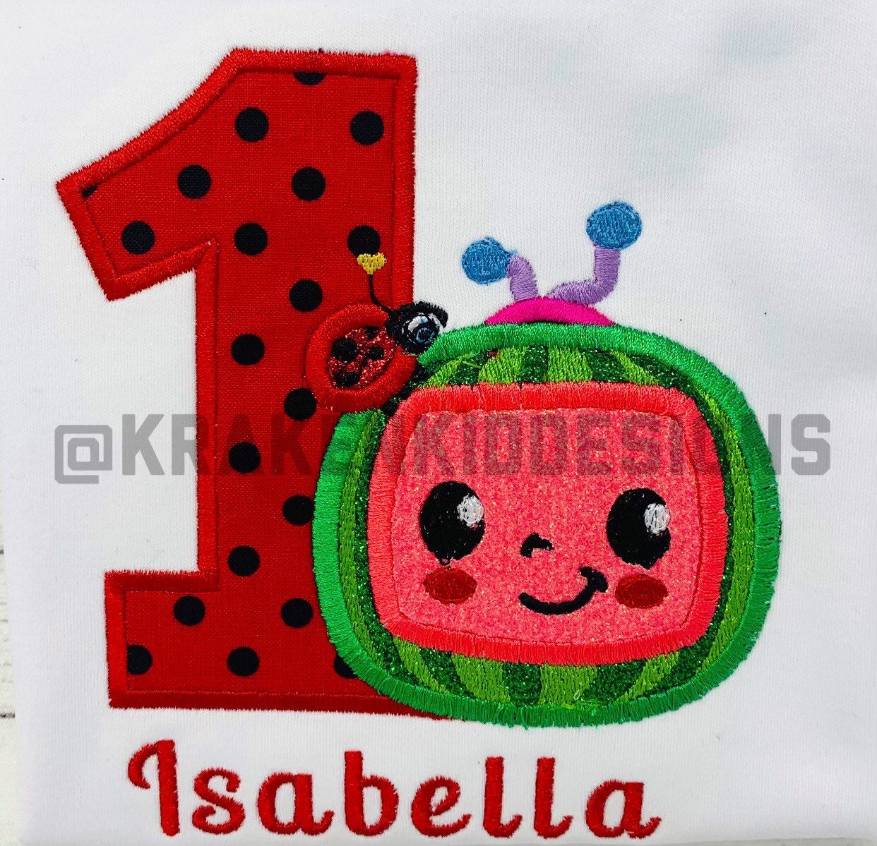 Watermelon Birthday Shirt Kids Embroidered Personalized Birthday Shirt One in a Melon Shirt Girls Watermelon Embroidery Birthday Shirt
