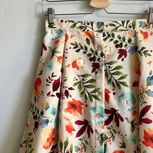 Floral Half Circle Skirt. Upcycled Garden Skirt. Knee-Length Summer Skirt.
