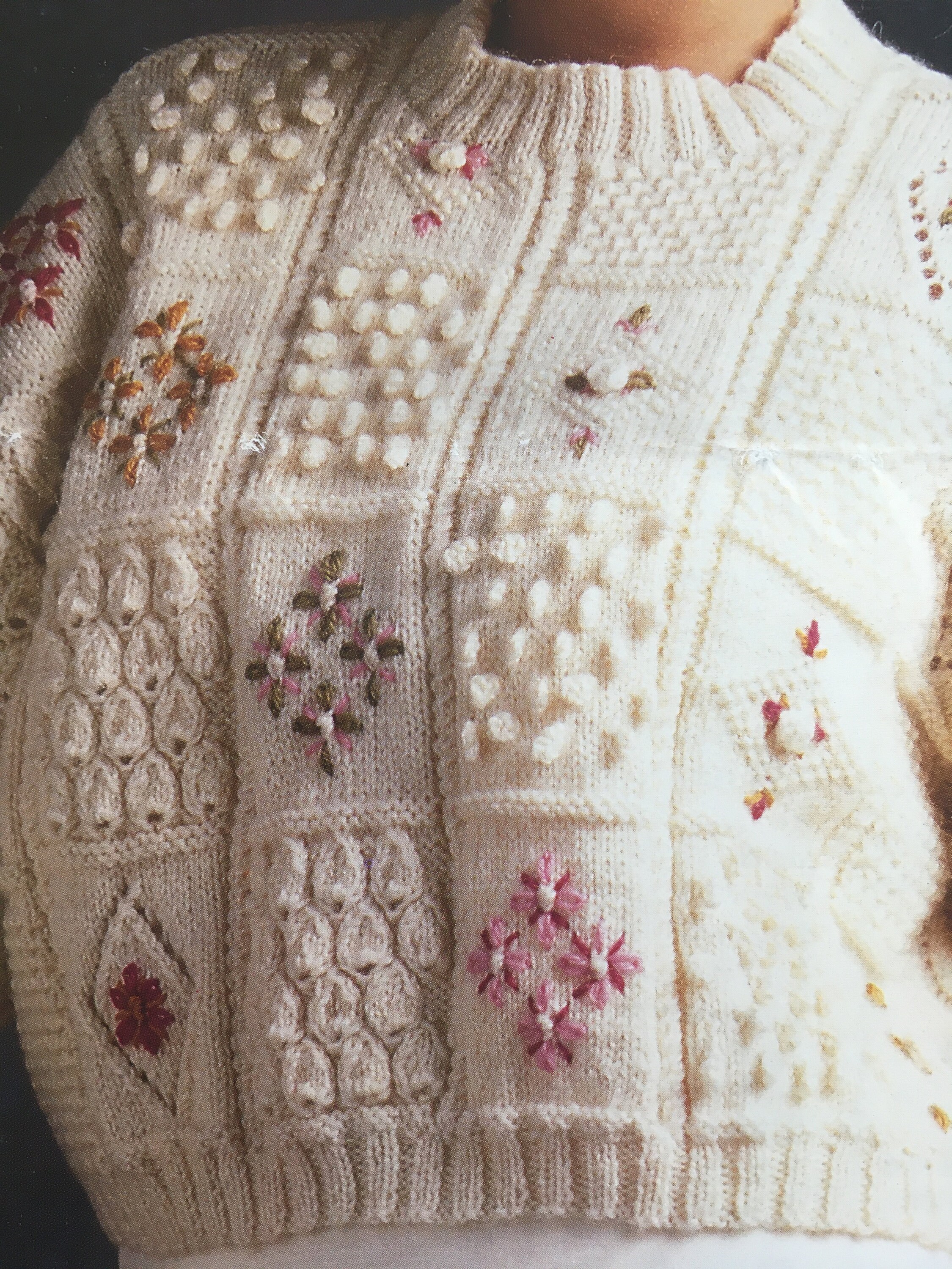 Vintage Ladies Embroidered Patchwork Sweater Knitting Pattern. Etsy