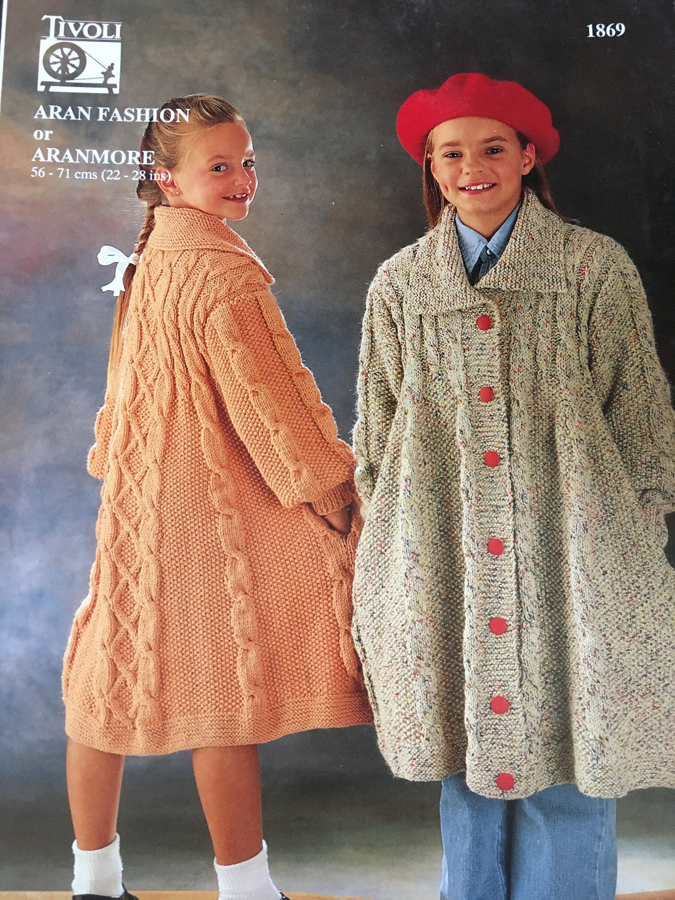 Tivoli Aran Childs Swing Aran Coat Knitting Pattern Etsy