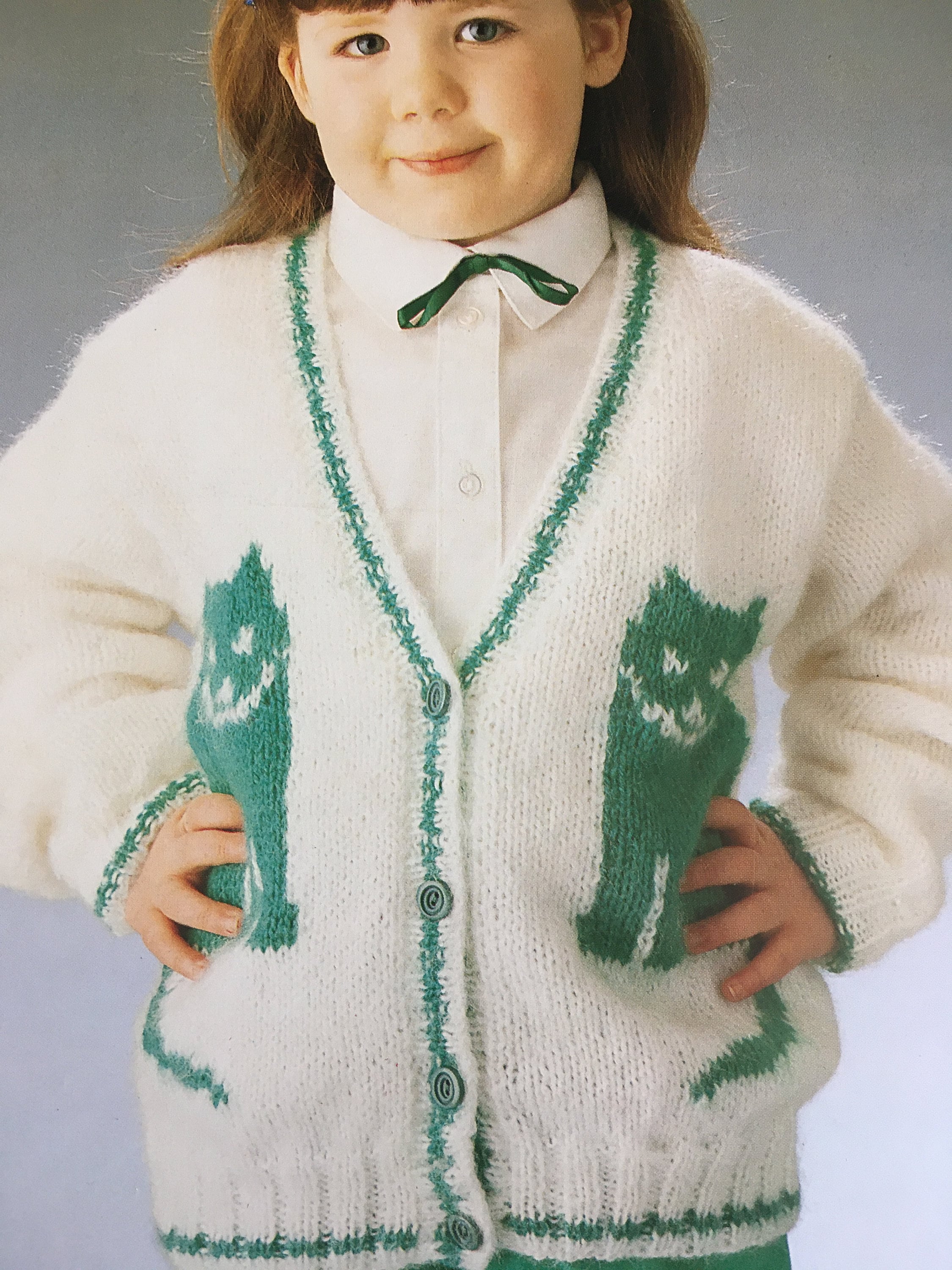 Vintage Childs Cat Cardigan Knitting Pattern. Etsy