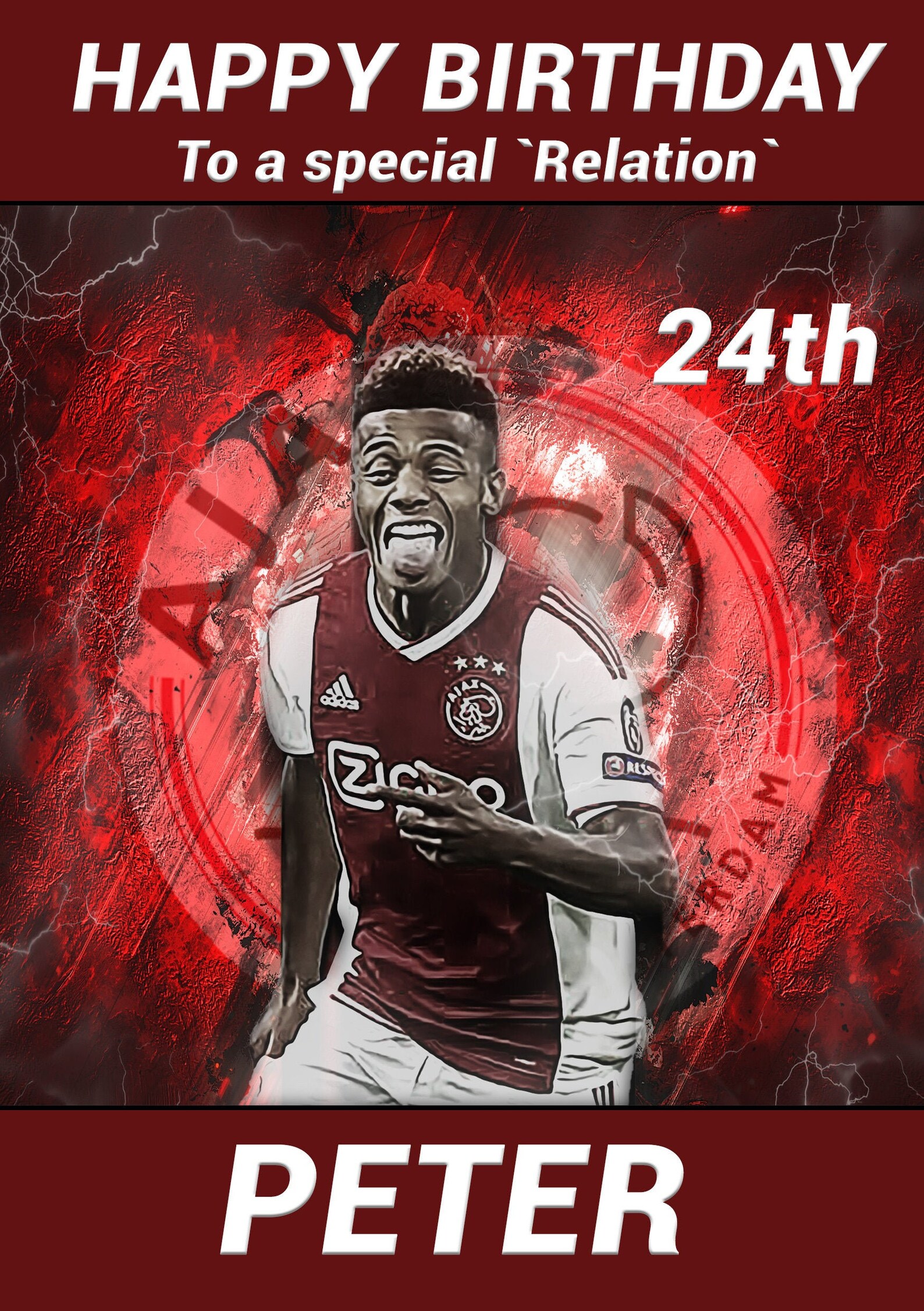 Personalised AFC Ajax Football Birthday Card David Neres Etsy