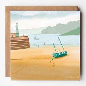 St Ives Harbour Greetings Card: Cornwall Art Card