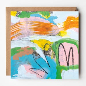 Abstract Art Greeting Card: Blank Card for Friend, Mixed Media Design
