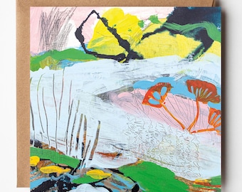 Abstract Art Greeting Card: 'Split Rock' Painting, Blank Inside