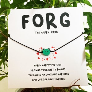 Forg the Happy Frog Adjustable Cord Poem Bracelet