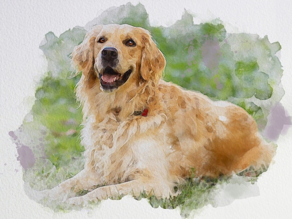 写真からペットの水彩画を描く犬の肖像画 写真からカスタムペットの