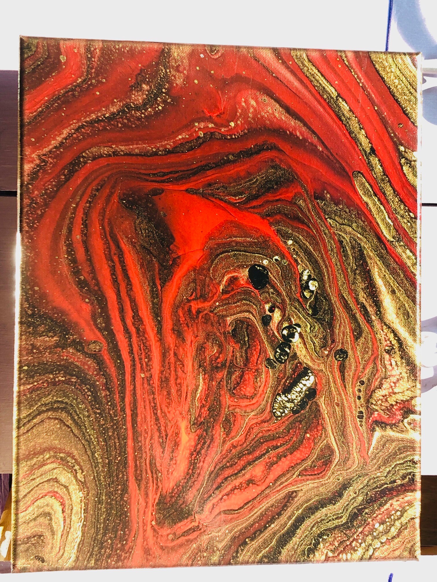 university red metallic gold