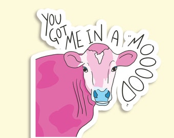 MOOOOD Cow Waterproof Sticker | Laptop Sticker | Funny Sticker | Water Bottle Sticker | Emo Sticker | Animal Sticker