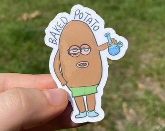 PATATE AL FORNO 420 Adesivo impermeabile / Adesivo per laptop / Adesivo divertente / Adesivo per bottiglia d'acqua / Adesivo Stoner