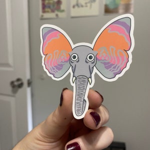ELEPHLY (Elephant x Butterfly) Waterproof Sticker | Laptop Sticker | Funny Sticker | Water Bottle Sticker | Animal Sticker | Weird Sticker