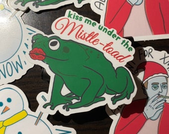 Kuss mich unter der Mistle-Tode / Weihnachts-Aufkleber / Geschenk-Idee