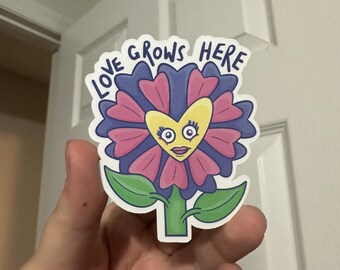 Love Grows Here Sticker: Funny Waterproof Laptop Decal