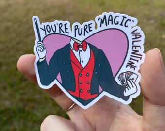 Adesivo Mago di San Valentino: design divertente illustrato in stile cartone animato