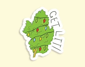 GET LIT Stoner Holiday/Natale Adesivo impermeabile / Adesivo per laptop / Adesivo divertente / Adesivo per bottiglia d'acqua / Adesivo Stoner