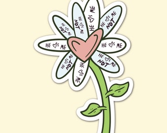 LOVES-ME-NOT Adesivo impermeabile margherita/Adesivo per laptop/Adesivo divertente/Adesivo per bottiglia d'acqua/Adesivo Emo