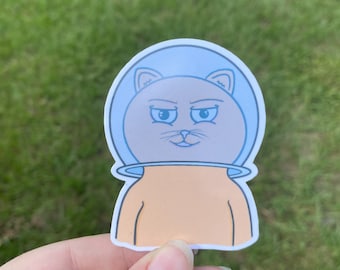 ASTRONAUT CAT Waterproof Sticker | Laptop Sticker | Funny Sticker | Water Bottle Sticker | Cat Sticker