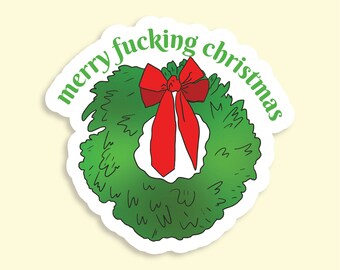 MERRY F'ING CHRISTMAS Adult Holiday/Christmas Waterproof Sticker | Laptop Sticker | Funny Sticker | Water Bottle Sticker