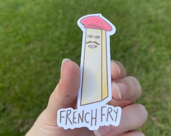Adesivo impermeabile FRENCH FRY / Adesivo per laptop / Adesivo divertente / Adesivo per bottiglia d'acqua / Adesivo per cibo / Regalo bavaglio