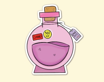 SCONTO POZIONE D'AMORE Adesivo impermeabile / Adesivo per laptop / Adesivo divertente / Adesivo per bottiglia d'acqua / Adesivo Emo