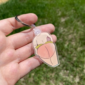 PEACH BOOTY Keychain / Cute Keychain / Custom Acrylic Keychain / Gift fot Her
