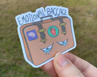 Emotional Baggage Sticker: Funny Illustrated Cartoon Design
