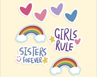 GIRLS Rule, SISTERS Forever wasserfester Vinyl Aufkleber / Kinderaufkleber / Schwester Geschenkideen