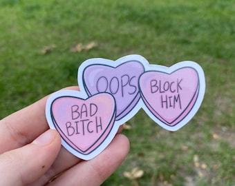SASSY CANDY HEARTS Wasserdichter Aufkleber | Laptop Aufkleber | Lustiger Sticker | Wasserflasche Aufkleber | Frecher Sticker