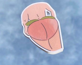 PEACH BOOTY Adesivo impermeabile / Adesivo per laptop / Adesivo divertente / Adesivo per bottiglia d'acqua / Adesivo per cibo / Adesivo porno alimentare