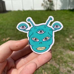 ALIEN Creature Waterproof Sticker | Laptop Sticker | Funny Sticker | Water Bottle Sticker | Alien Sticker