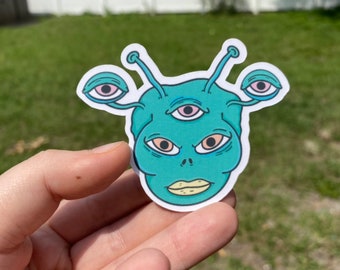 ALIEN Creature Waterproof Sticker | Laptop Sticker | Funny Sticker | Water Bottle Sticker | Alien Sticker