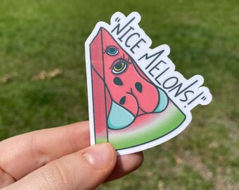 Anguria "BELLI MELONI!" Adesivo impermeabile/Adesivo per laptop/Adesivo divertente/Adesivo per bottiglia d'acqua/Adesivo per cibo/Porno alimentare