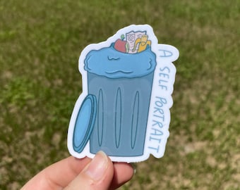 SELF PORTRAIT (TRASH) Adesivo impermeabile / Adesivo per laptop / Adesivo divertente / Adesivo per bottiglia d'acqua / Adesivo Emo