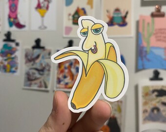 BANANA FACE Waterproof Sticker | Laptop Sticker | Funny Sticker | Water Bottle Sticker | Food Sticker | Weird Sticker