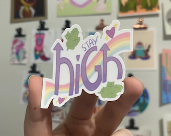 STAY HIGH 420 Adesivo impermeabile / Adesivo per laptop / Adesivo divertente / Adesivo per bottiglia d'acqua / Adesivo Stoner