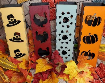 Thanksgiving Candle/light 4 Box BUNDLE SVG FILES for Laser Cut Files - Glowforge