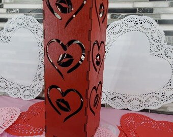 ONE (Lips Heart) Valentine Candle/light Box SVG FILE for Laser Cut Files - Glowforge