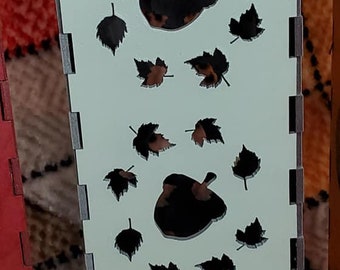 ONE (Acorn & Leaves) Thanksgiving Candle/light Box SVG FILE for Laser Cut Files - Glowforge