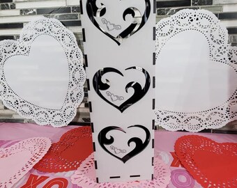 ONE (Swirl Heart) Valentine Candle/light Box SVG FILE for Laser Cut Files - Glowforge