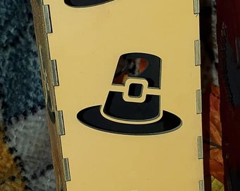 ONE (Pilgrim Hat) Thanksgiving Candle/light Box SVG FILE for Laser Cut Files - Glowforge
