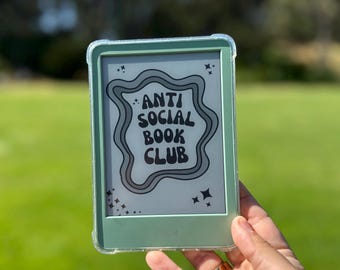 Anti Social Book Club Kindle Lock Screen no borders. Custom screensaver wallpaper for Kindle paperwhite, signature, colorsoft, and basic.