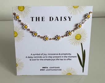 Mini Daisy Chain Choker Style Necklace. White Daisy Charms, Anniversary, Birthday, Bridesmaid Wedding Gift, Party Favours, Summer Present.