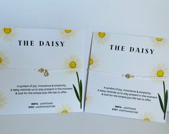 Mini Daisy Cotton Thread Bracelet/Anklet, White Daisy Charm, Anniversary, Birthday, Brides Maid Wedding Gift, Party Favours Teachers Present